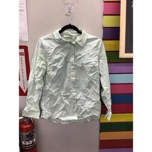 Beautiful Lawrence zarian button front shirt printed seafoam XSmall new from qvc